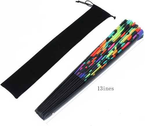 Miniatura 29 de HeyToo Ventilador de mano grande para mujeres/hombres, con brillo UV, para Drag Queen, cosplay, EDM, club, fiesta, música, festival, baile, Cuadrado