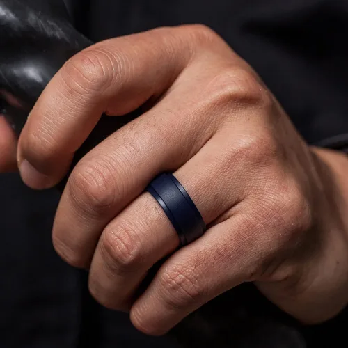 Miniatura 35 de ThunderFit Anillos de boda de silicona para hombre, 0.394 in de ancho y 0.098 in de grosor, paquete múltiple de variedad 1-7
