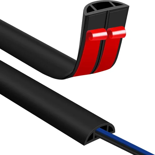 Miniatura 21 de JAHOMFAI Cubierta para cables de piso 1m de largo, cubiertas para cables en el suelo para proteger los cables y prevenir riesgos de caídas, fácil