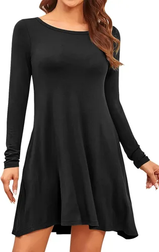 Miniatura 3 de HiMONE Vestido suelto casual de verano de manga larga con cuello redondo para mujer 2023