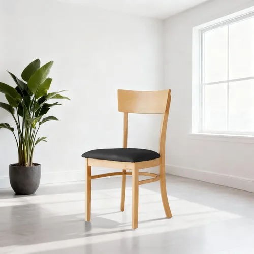 Miniatura 6 de Livinia Mint - Juego de 2 sillas de comedor, asiento tapizado de piel sintética de roble malasio sólido, sillas laterales rectas (natural)