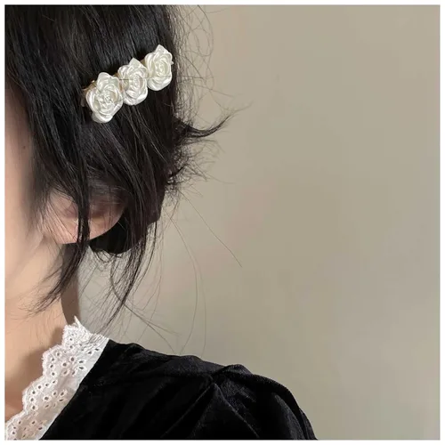 Pinza para el cabello con diseño de flores bohemias, pasador de flores plateadas, elegante clip para la cabeza, accesorios decorativos para el
