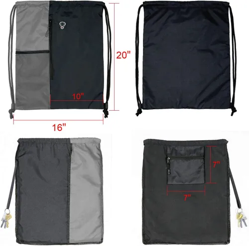 Miniatura 2 de Mochila con cordón, con estilo deportivo, bolsa de gimnasio para mujeres, hombres y niños, bolsa de gran tamaño con zíper y bolsillos de malla