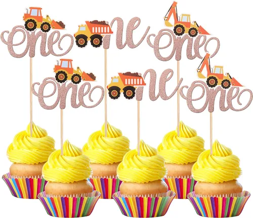 Miniatura 10 de 25 PIEZAS Decoración para Pastel de Construcción, Decoración para Pastel de Cumpleaños, Decoración de Parada, Camión Volquete, Excavadora, Tractor