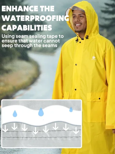 Miniatura 14 de Anyoo Poncho de lluvia con capucha, impermeable, ligero, para hombres, mujeres y adultos, con bolsillo para senderismo, camping, actividades al aire