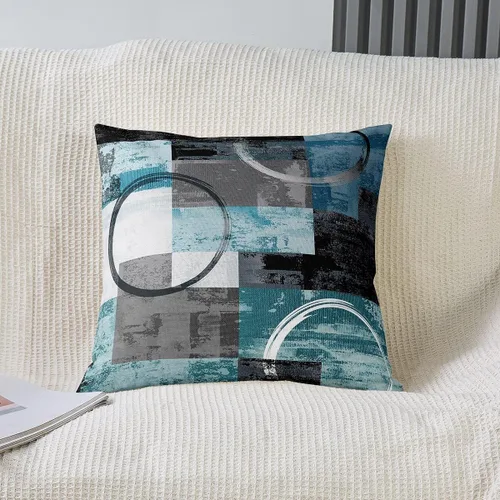 Miniatura 2 de Erosebridal Paquete de 4 fundas de almohada con diseño de círculos circulares y retro, color verde azulado degradado, fundas de cojín redondas Multi