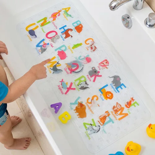 BEEHOMEE Tapetes de baño para bañera para niños, bebés y niños pequeños - Grandes tapetes antideslizantes de dibujos animados para baño, bañera,