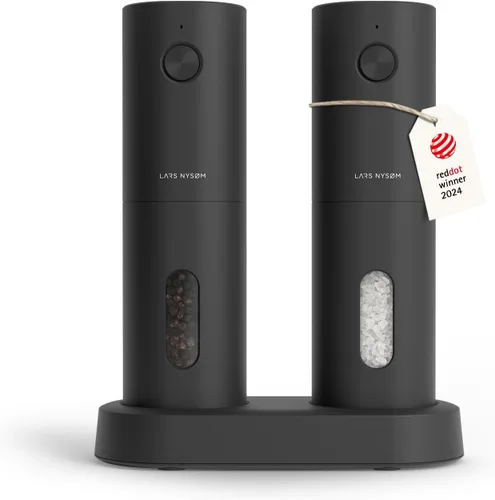 Miniatura 10 de LARS NYSØM Juego de molinillo eléctrico de sal y pimienta, recargable por USB, molinillos automáticos de sal y pimienta, agitadores de especias