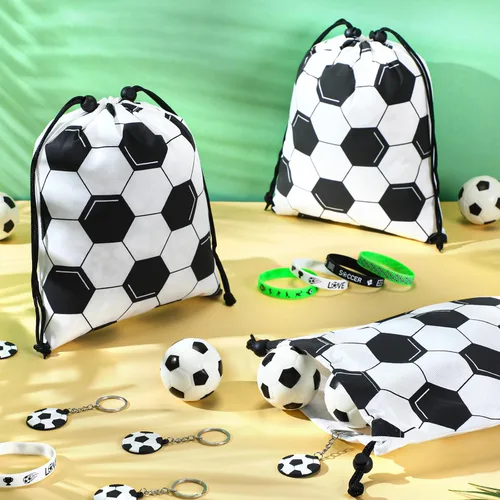 Miniatura 4 de Nuogo - Juego de 48 piezas de regalos de fútbol, regalos de fútbol, 12 piezas, bolsas de regalo, pulseras, mini bolas antiestrés, llavero