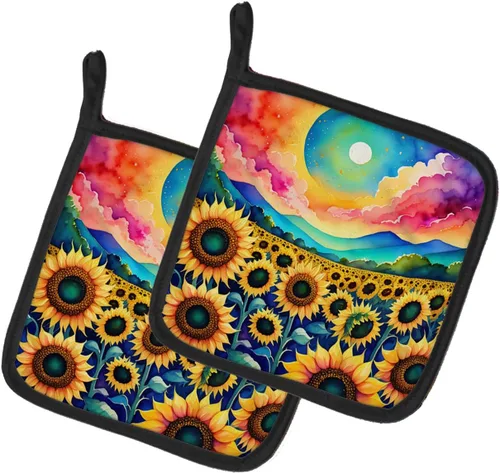 Miniatura 50 de Caroline's Treasures Juego de soportes para ollas de cocina coloridos de Asters, resistentes al calor, almohadillas calientes para cocinar, hornear