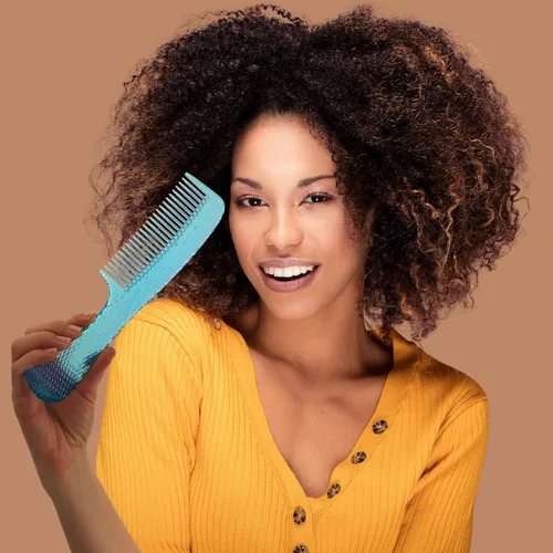 Miniatura 7 de Allegro Combs #1004 - Peine desenredante de dientes anchos irrompible, acabado brillante galvanizado degradado, peine de mango para cabello natural