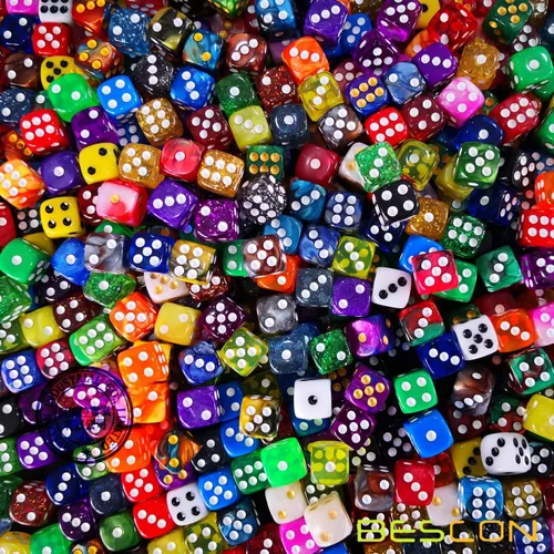 Miniatura 9 de Bescon 0.472 in 6 lados dados 36 en cubo, 0.472 in seis caras Die (36) bloque de dados, efecto Géminis en todos los colores surtidos de flores