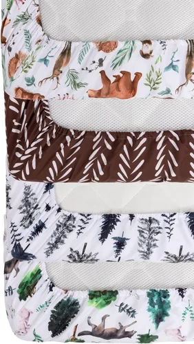 Miniatura 5 de Juego de 4 sábanas ajustadas para cuna con diseño de animales del bosque, neutras en madera, unisex, para bebés niños o niñas