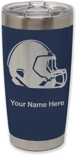 Miniatura 39 de LaserGram Vaso aislado al vacío de 20 onzas, casco de fútbol, grabado personalizado incluido (morado claro)