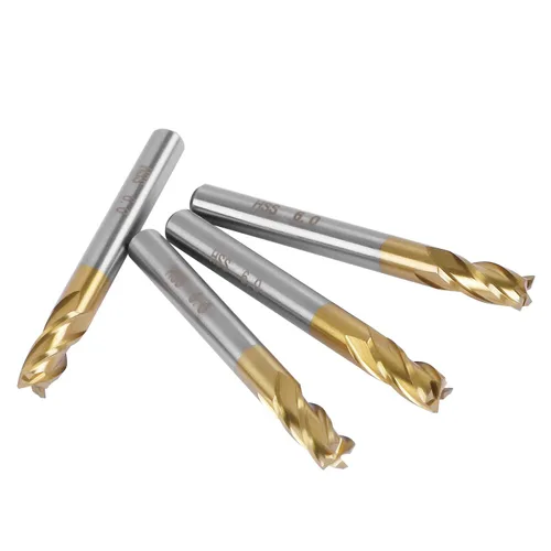 Paquete de 4 brocas de carburo de titanio de 4 flautas, 1/4 pulgadas/0.236 in HSS CNC de vástago recto, juego de herramientas de corte para madera y