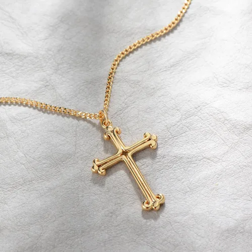 Miniatura 94 de Fettero - Collar con dije de cruz de fe, chapado en oro de 14 K, cadena fina, minimalista, simple, pequeña, para oración, regalo de joyería religiosa