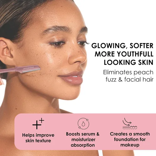 Miniatura 2 de JAPONESQUE Maquinillas de afeitar faciales Dermaplaner de precisión: juego de 2 unidades, 6 piezas, maquinillas de afeitar de cejas y cabello facial