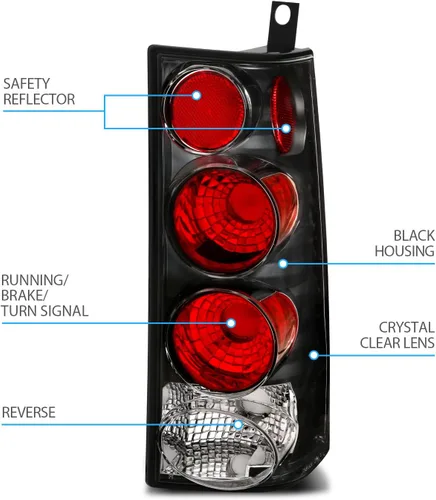 Miniatura 4 de AmeriLite Conjunto de repuesto de luces traseras de halo con lámparas de freno para 2003-2019 Chevy Express/GMC Savana Van Euro - lado del pasajero