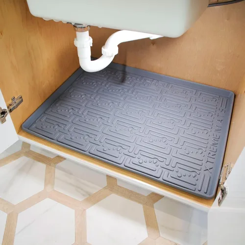 Miniatura 13 de XTREME MATS Tapete impermeable para debajo del fregadero (gris 28 pulgadas 1/4 x 22 1/4) forro de base de gabinete para gabinetes de cocina