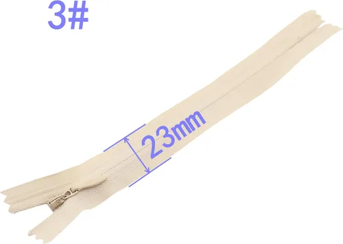 Miniatura 2 de Leekayer 3# Cremallera invisible de 4 pulgadas para bricolaje, costura de sastre, manualidades, 10 cm, cremalleras de nailon beige, extremo cerrado