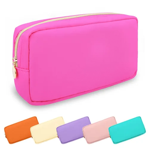Miniatura 83 de Estuche pequeño para lápices y maquillaje para bolso, lindo estuche de lápices, bolsa de pinceles de maquillaje de nylon con cremallera, estuche