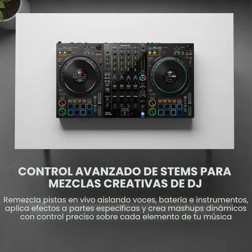 Miniatura 4 de Pioneer DJ DDJ-FLX10 Controlador profesional de DJ de 4 canales, paquete negro con funda de transporte, auriculares HDJ-CUE1, cable XLR y paño