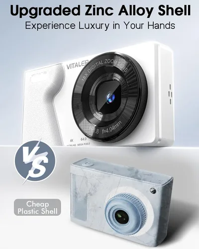 Miniatura 4 de Cámara Digital con Lente Frontal y Trasera, Cámara de Enfoque Automático de 64MP 4K para Fotografía con Tarjeta de 32GB, Cámara Compacta Portátil