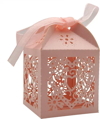 Miniatura 11 de Paquete de 50 cajas de dulces de boda con corazones cortados con láser, cajas de regalo pequeñas para bodas, despedidas de soltera, aniversarios, 01