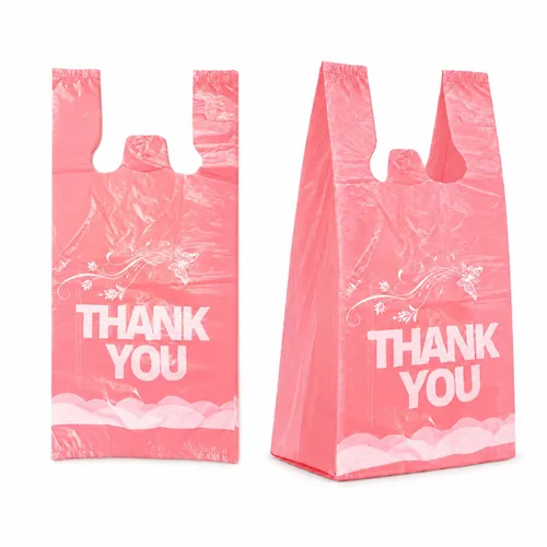 Miniatura 8 de YoYoRain 1000 Pack Bolsas de agradecimiento de playera blancas con asas, 11"x6"x21" Bolsas de plástico para compras para abarrotes, venta al por