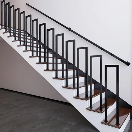 Miniatura 4 de Barandilla de mano de hierro negro de 6.5 pies, barandillas de seguridad resistentes para escaleras de seguridad, montaje en pared, capacidad