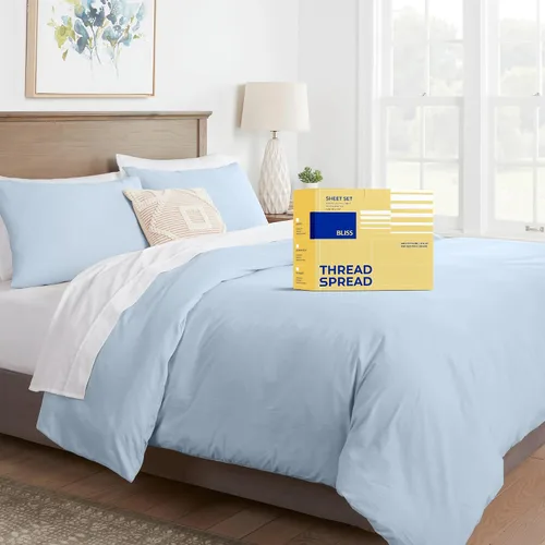 Miniatura 15 de THREAD SPREAD Funda de edredón tamaño Queen, serie 600, funda de edredón 100% algodón egipcio, tamaño Queen (3 piezas, color rubor), suave