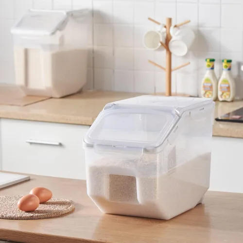 Miniatura 2 de HANAMYA Contenedor de almacenamiento de arroz de 10 litros / 20 libras con taza medidora, sin BPA, para arroz Grano Alimento para mascotas