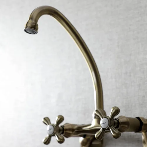 Miniatura 3 de Kingston Brass Kingston - Grifo de cocina ajustable de 6 pulgadas para montaje en pared, latón antiguo