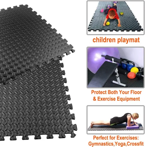 Miniatura 3 de Walsai Alfombrillas de Ejercicio Alfombrillas de Espuma tipo Rompecabezas Cubierta de Alfombrilla para Suelo de Gimnasio 20 PIES CUADRADOS