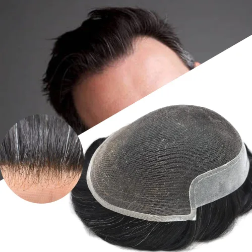 Miniatura 78 de Sistema de cabello para hombres, pieza de cabello humano real, tupé para hombres, encaje suizo para hombre, nudo blanqueado para hombre, tupé