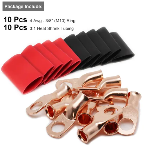 Miniatura 20 de TKDMR - Kit de 264 piezas de extremos de cable de batería, 132 piezas de terminales de anillo de lengüetas de cable de cobre resistentes AWG 8 6 4 2