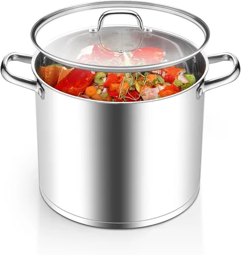 Miniatura 10 de Homikit Olla de acero inoxidable de 4 cuartos de galón, olla de inducción con tapa para sopa, salsa de pasta, cocinar a fuego lento, parte inferior