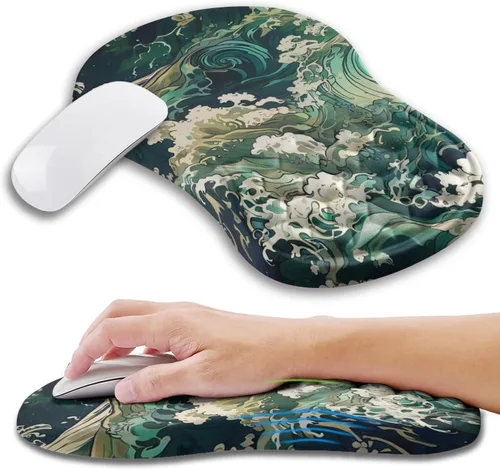 Miniatura 8 de Alfombrilla ergonómica para mouse con soporte de muñeca con espuma viscoelástica, almohadilla de masaje para aliviar el dolor del túnel carpiano