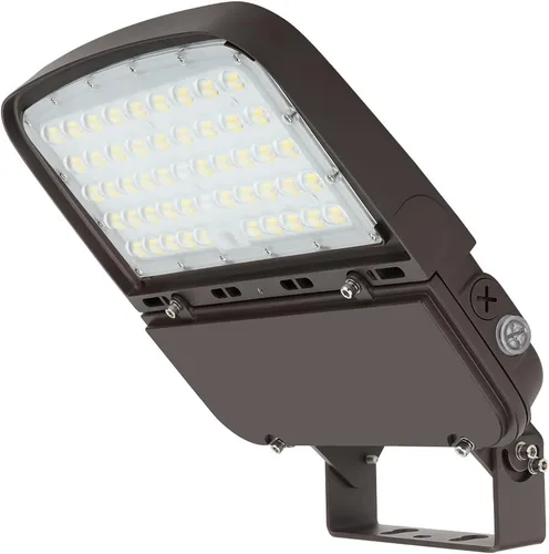 Luz LED de estacionamiento de 150 W con fotocélula del atardecer al amanecer, luces regulables para exteriores con soporte de muñón, 150 LM/W 5000K