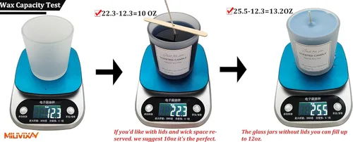 Miniatura 5 de MILIVIXAY Paquete de 12 unidades de tarros de vidrio de color negro mate de 12 onzas con tapas y kits para hacer velas - Tarros de vela vacíos a