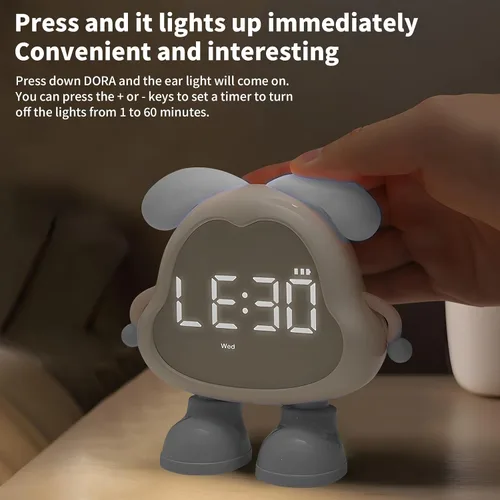 Miniatura 6 de DORA - Reloj despertador para perros para dormitorios de niños y niñas, bonito reloj despertador LED con pantalla digital, entrenador de sueño