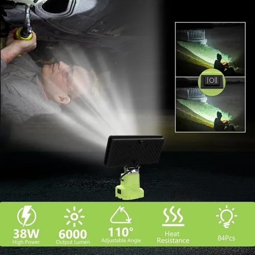 Miniatura 2 de Luces de trabajo LED inalámbricas de 6000 lm de 38 W, compatibles con batería Ryobi de 18 V/20 V, linterna portátil súper brillante, luz