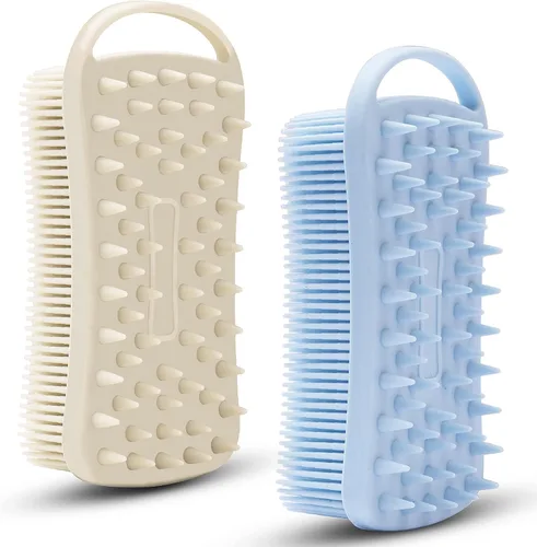 Miniatura 15 de 2 piezas de cepillo corporal de silicona, cepillo de baño y ducha exfoliante 2 en 1, esponja de loofah de silicona suave para piel sensible