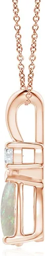 Miniatura 2 de ANGARA Collar con colgante de lágrima de ópalo natural con diamante para mujeres, niñas en oro macizo de 14 quilates, platino Regalo de joyería