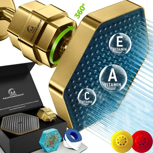 AquaHomeGroup Juego de cabezal de ducha filtrado de lujo, filtro de ducha de 20 etapas para agua dura, cloro, fluoruro, metales pesados, cabezal de