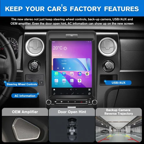 Miniatura 5 de AWESAFE Qualcomm 8 Core para Ford F150 Radio Upgrade 2013 2014, T Style 12.1 pulgadas Android 13 Pantalla táctil F150 Unidad Principal Carplay