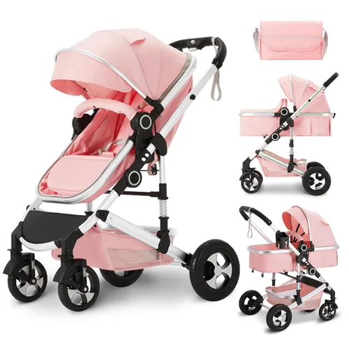 Miniatura 11 de Kinder King Cochecito de bebé convertible 2 en 1, cochecito de bebé plegable de alto paisaje, cochecito reversible para recién nacido, bolsa de Gris