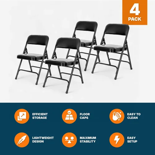 Miniatura 7 de OEF Furnishings OEF1300 Series - Sillas plegables acolchadas de vinilo de alta calidad con soporte de triple soporte, capacidad de 500 libras, Negro