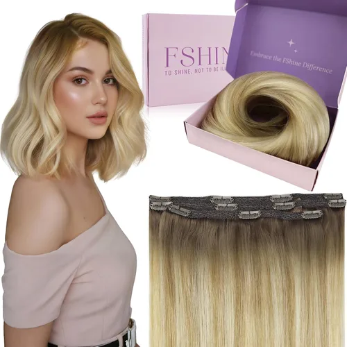 Miniatura 40 de Fshine Extensiones de cabello con broches, 22 pulgadas, 7 unidades, color marrón oscuro, doble trama, extensiones de cabello humano real con clip