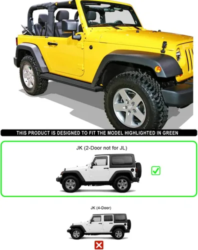 Miniatura 4 de iBoard estribos para Jeep Wrangler Sport Utility 2007-2017, 2 puertas, Negro